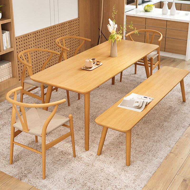 Modern Dining Set 1/4/5/6/7 Pcs Rectangle Solid Wood Dining Table and Armless Chairs