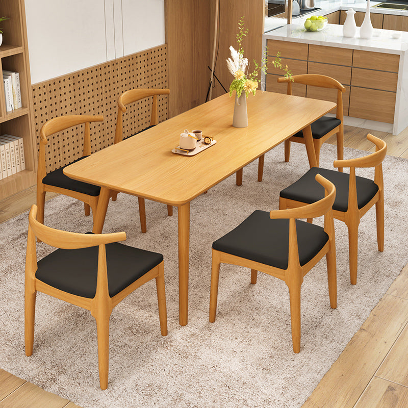 Modern Dining Set 1/4/5/6/7 Pcs Rectangle Solid Wood Dining Table and Armless Chairs