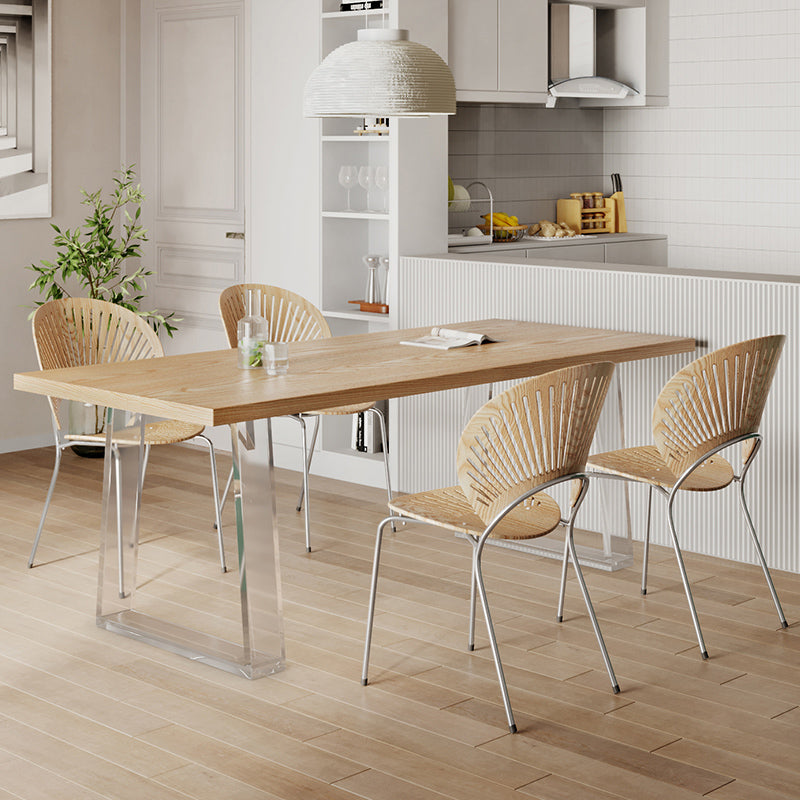 Industrial 1/2/5 Pieces Furniture Solid Wood Rectangle Dining Set in Natural