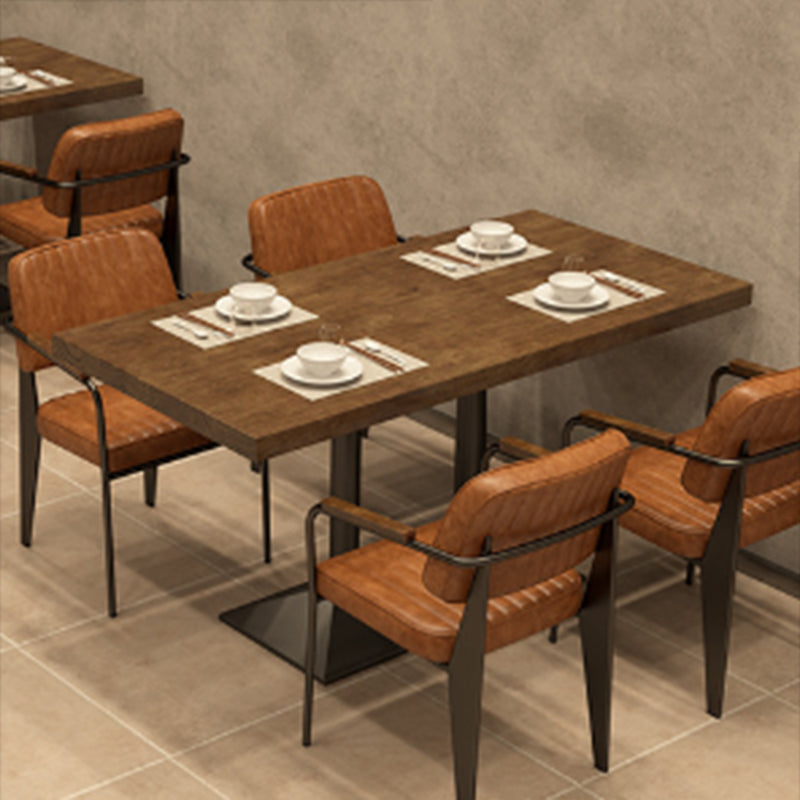 Industrial 1/2/5 Pieces Furniture Solid Wood Rectangle Dining Room Furniture Set in Brown