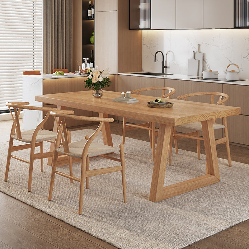 Modern Dining Set 1/3/4/5/6/7 Pcs Solid Wood Dining Table and Chairs in Natural