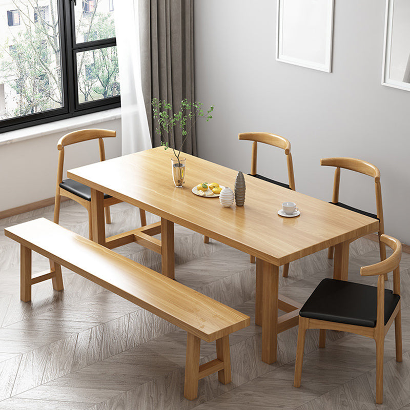 Industrial 1/2/7 Pieces Furniture Solid Wood Rectangle Dining Set in Natural