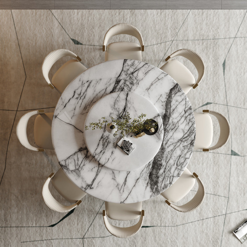 Round Dining Table Set 1/7/9 Pcs Marble Dining Table and Chair Chairs