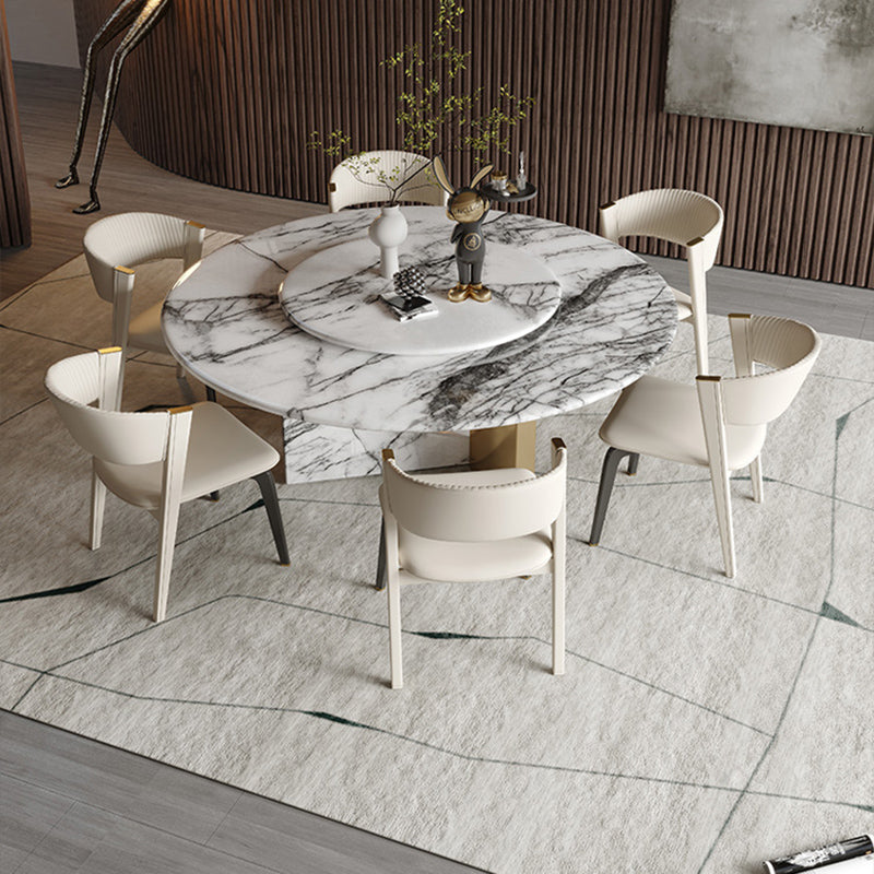 Round Dining Table Set 1/7/9 Pcs Marble Dining Table and Chair Chairs