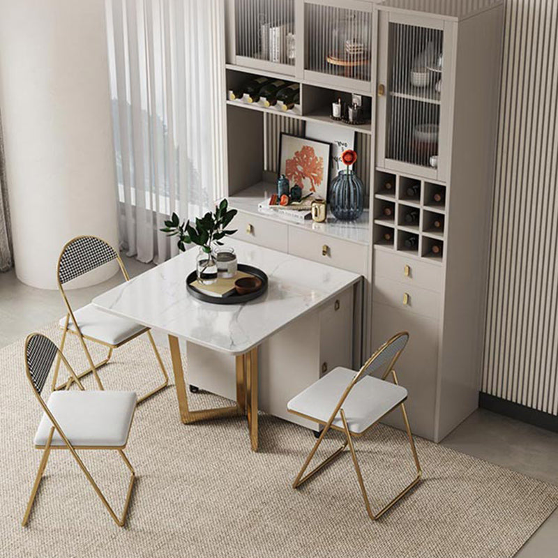 Folding Dining Table Set 1/3/5/7 Pcs Sintered Stone Dining Table with Armless Chairs