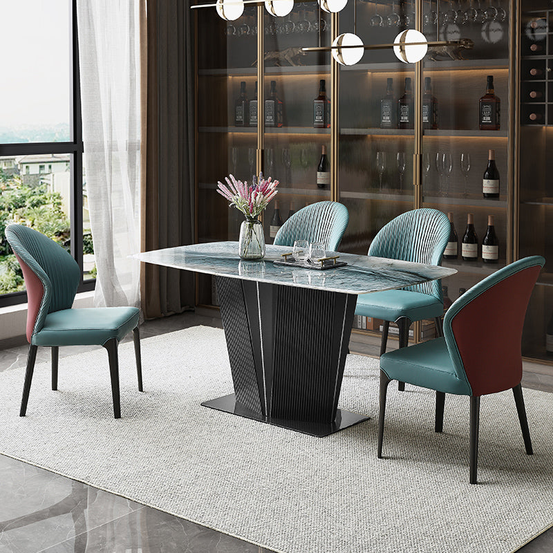 Rectangle Dining Set 1/5 Pcs Marble Dining Table with Upholstered Chairs