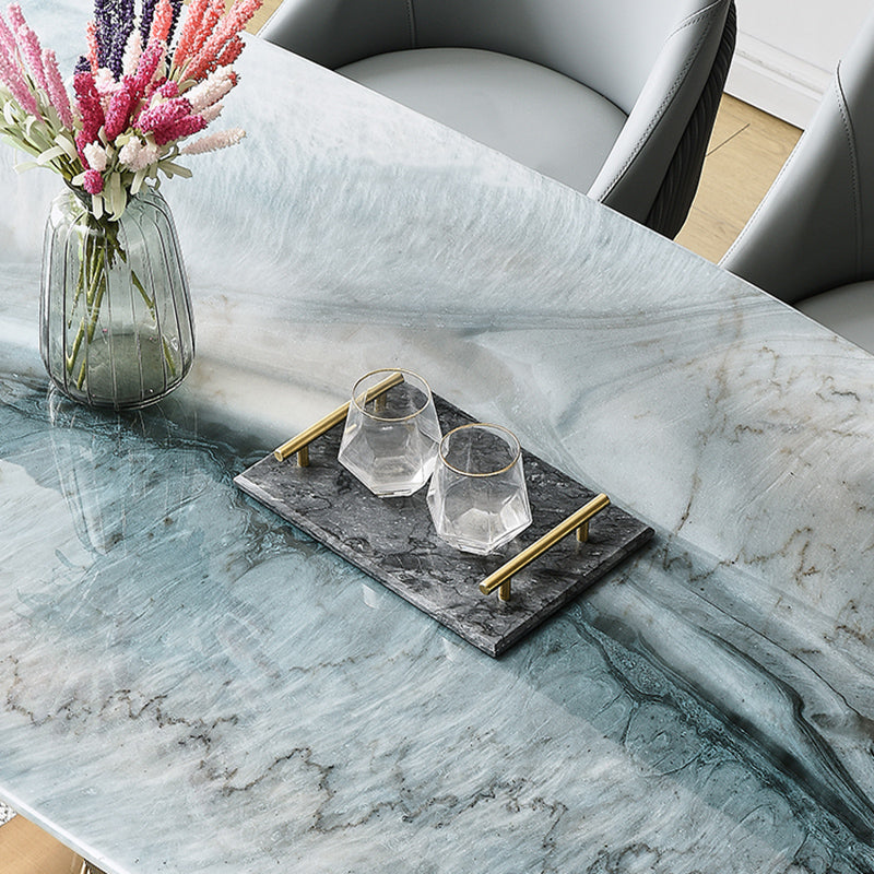 Rectangle Dining Set 1/5 Pcs Marble Dining Table with Upholstered Chairs