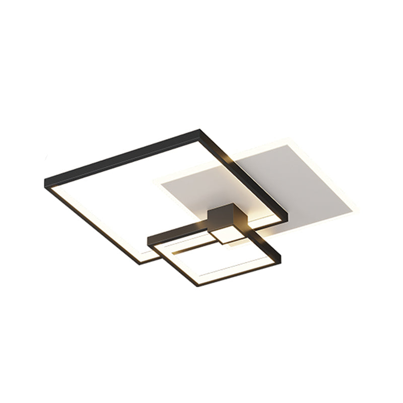 Geometric Shape Metal Flush Mount Light Modern Style 3 Lights Ceiling Mount Light in Black