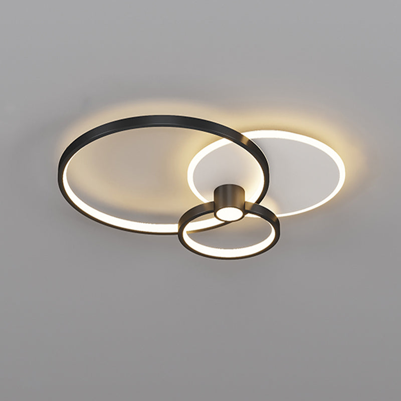 Geometric Shape Metal Flush Mount Light Modern Style 3 Lights Ceiling Mount Light in Black