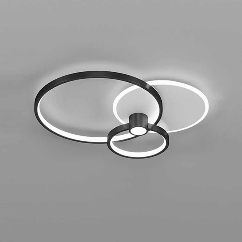 Geometric Shape Metal Flush Mount Light Modern Style 3 Lights Ceiling Mount Light in Black