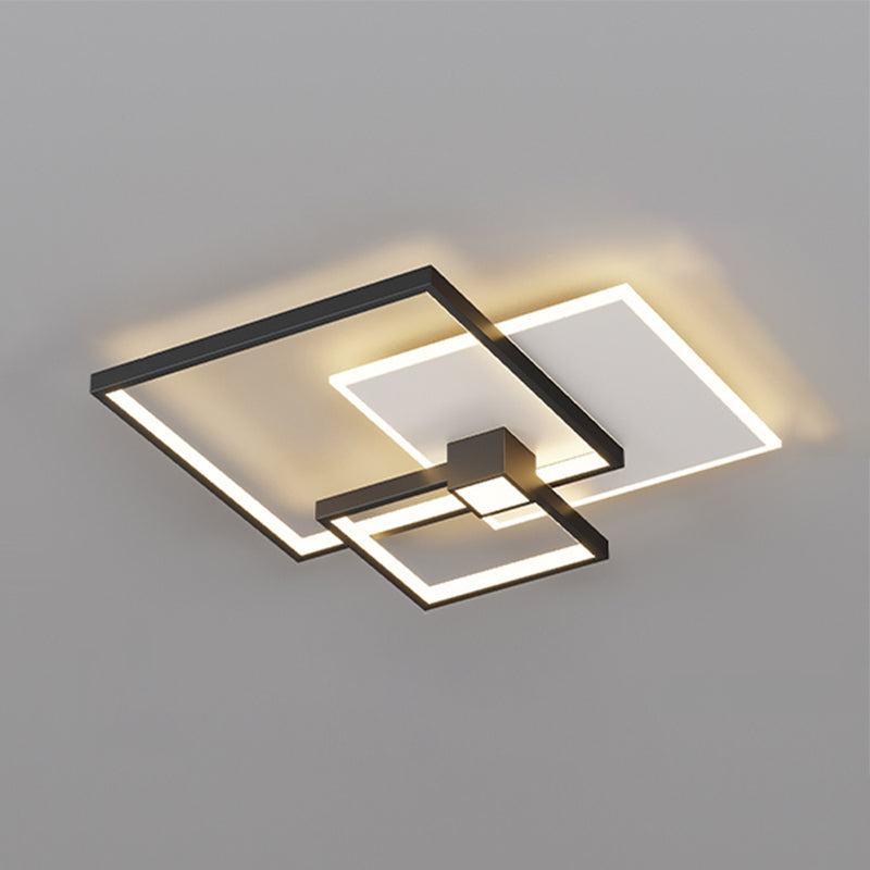 Geometric Shape Metal Flush Mount Light Modern Style 3 Lights Ceiling Mount Light in Black