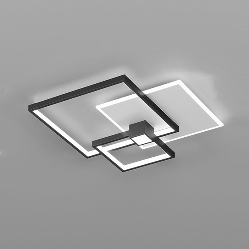 Geometric Shape Metal Flush Mount Light Modern Style 3 Lights Ceiling Mount Light in Black