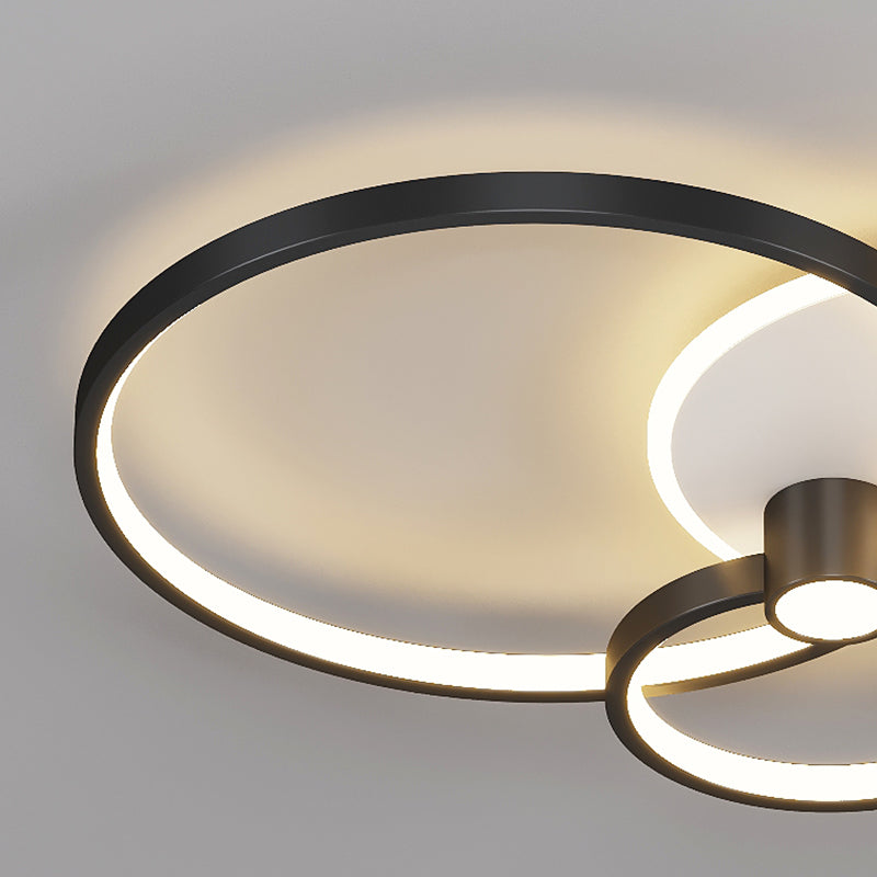 Geometric Shape Metal Flush Mount Light Modern Style 3 Lights Ceiling Mount Light in Black