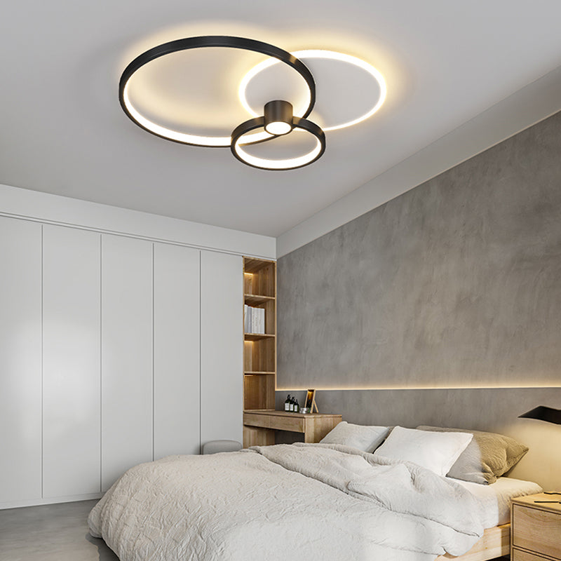 Geometric Shape Metal Flush Mount Light Modern Style 3 Lights Ceiling Mount Light in Black