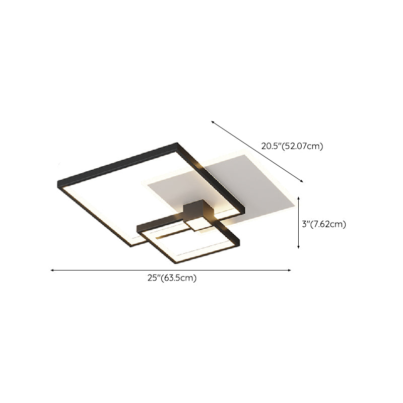 Geometric Shape Metal Flush Mount Light Modern Style 3 Lights Ceiling Mount Light in Black