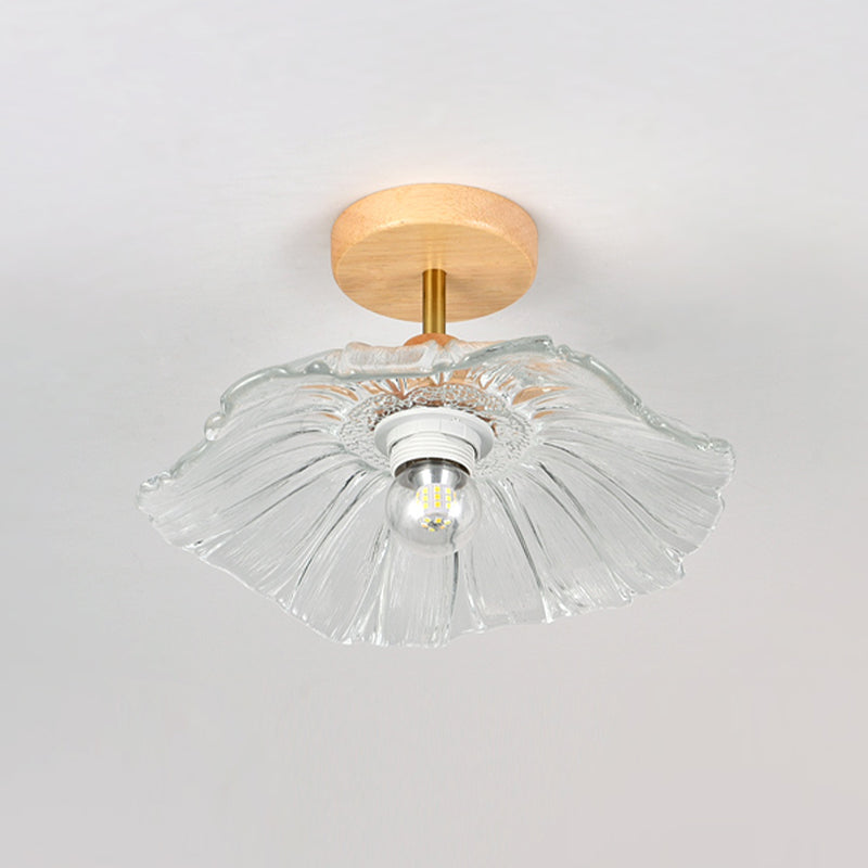 Japanese Style Ceiling Lamp Circle Shape Ceiling Light with Glass Shade for Living Room