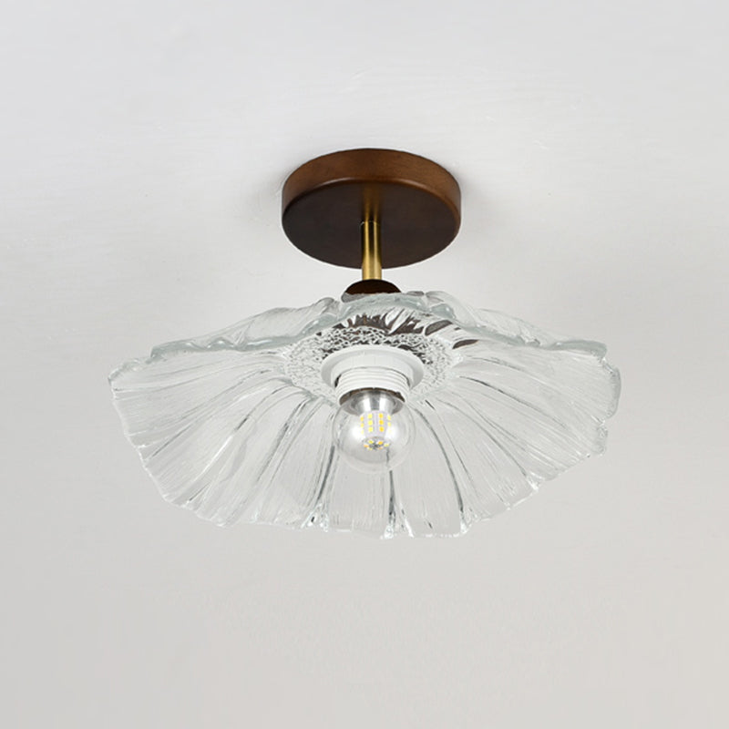 Japanese Style Ceiling Lamp Circle Shape Ceiling Light with Glass Shade for Living Room