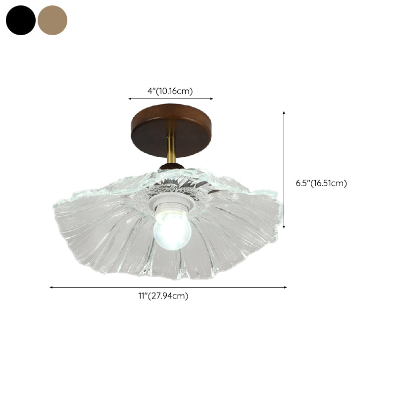 Japanese Style Ceiling Lamp Circle Shape Ceiling Light with Glass Shade for Living Room