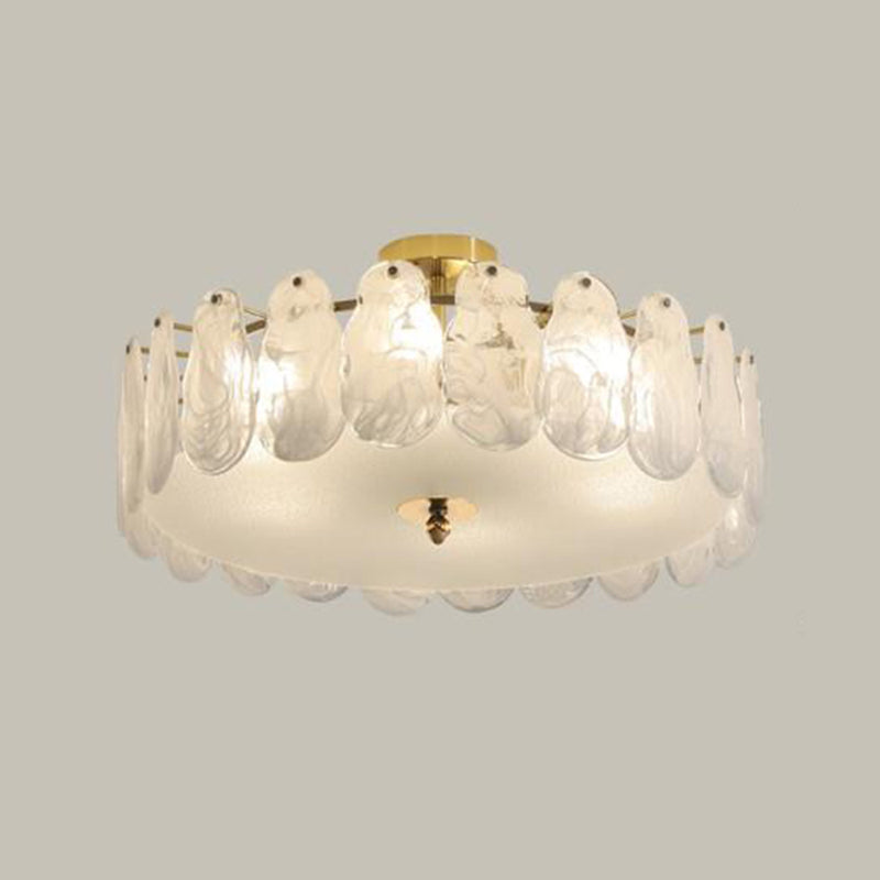 Glass Round Shape Flush Mount Light Modern-Style Multi Lights Flush Ceiling Light in Gold
