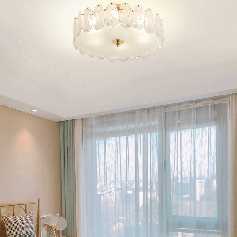 Glass Round Shape Flush Mount Light Modern-Style Multi Lights Flush Ceiling Light in Gold