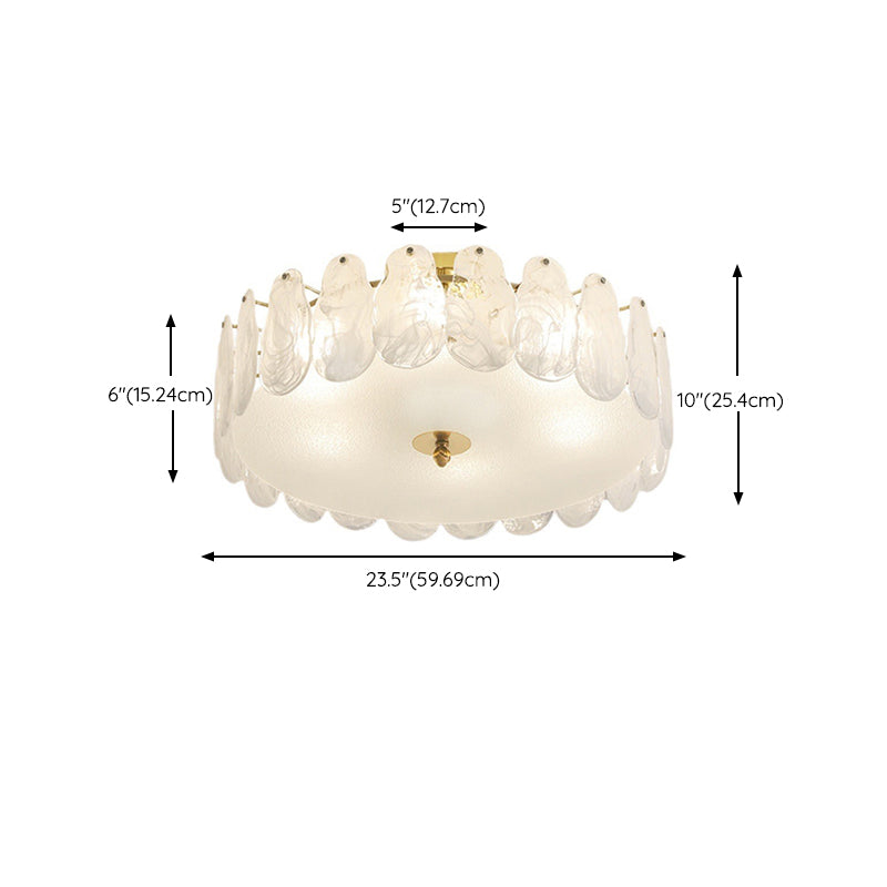 Glass Round Shape Flush Mount Light Modern-Style Multi Lights Flush Ceiling Light in Gold