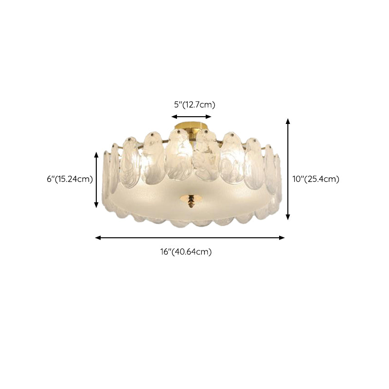 Glass Round Shape Flush Mount Light Modern-Style Multi Lights Flush Ceiling Light in Gold