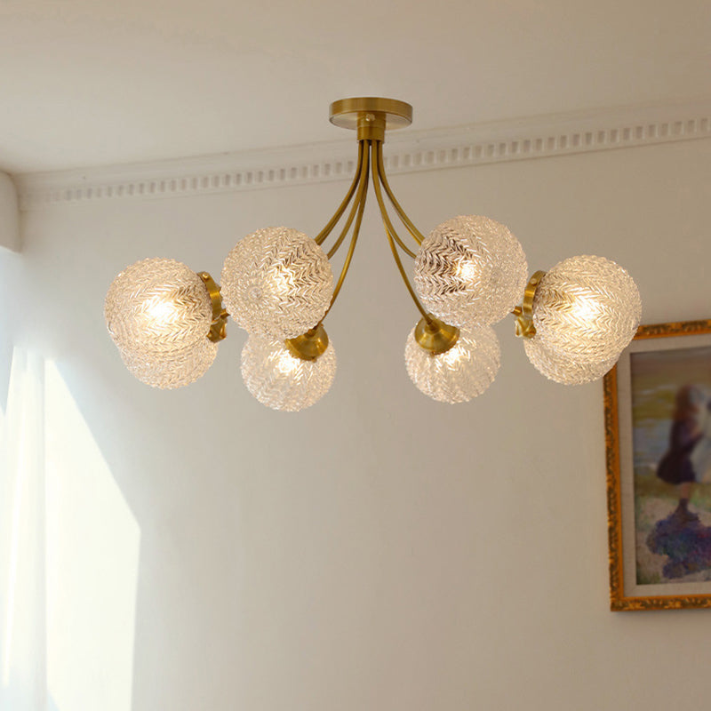 Glass Ball Shape Flush Mount Light Modern-Style Multi Lights Flush Ceiling Light in Brass