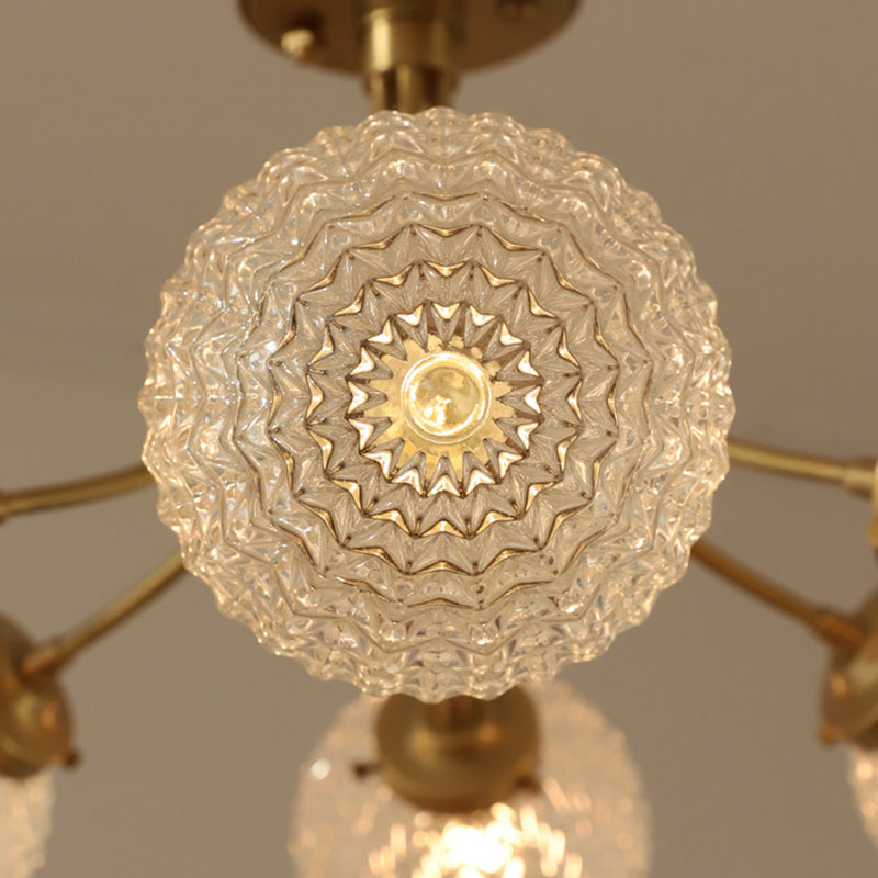 Glass Ball Shape Flush Mount Light Modern-Style Multi Lights Flush Ceiling Light in Brass