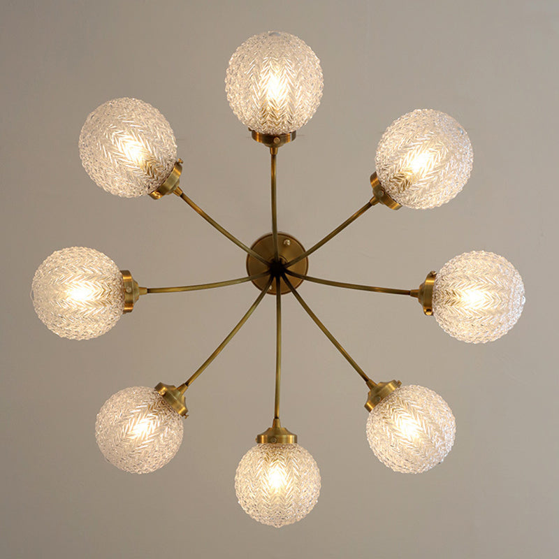 Glass Ball Shape Flush Mount Light Modern-Style Multi Lights Flush Ceiling Light in Brass