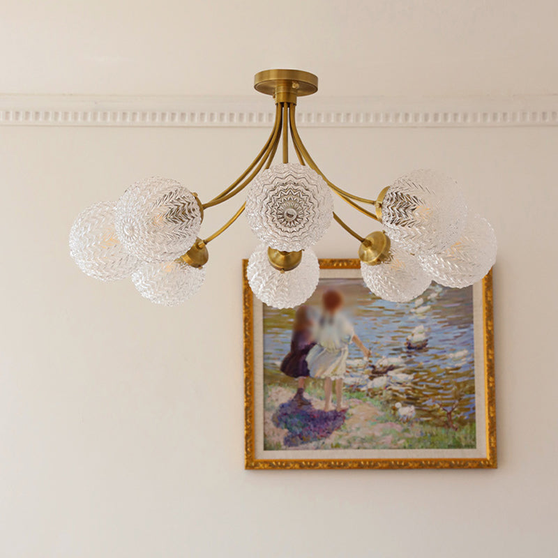 Glass Ball Shape Flush Mount Light Modern-Style Multi Lights Flush Ceiling Light in Brass