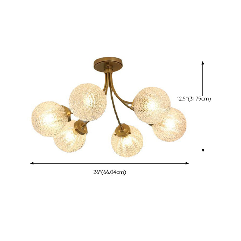 Glass Ball Shape Flush Mount Light Modern-Style Multi Lights Flush Ceiling Light in Brass