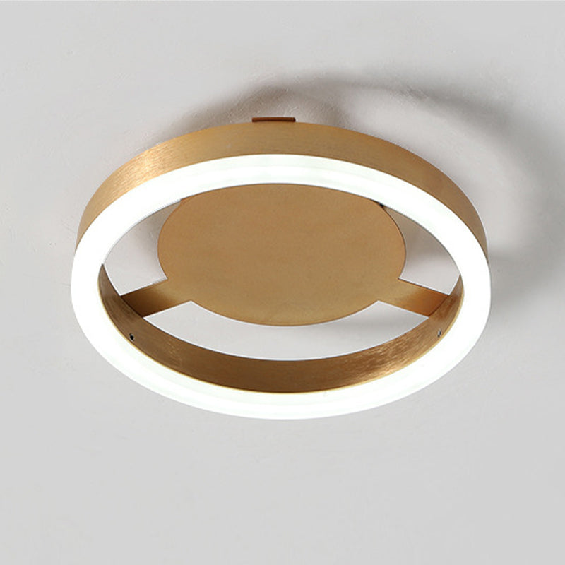 Metal Geometric Shape Flush Mount Light Modern-Style 1 Light Flush Ceiling Light in Gold