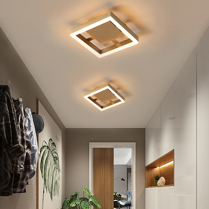 Metal Geometric Shape Flush Mount Light Modern-Style 1 Light Flush Ceiling Light in Gold