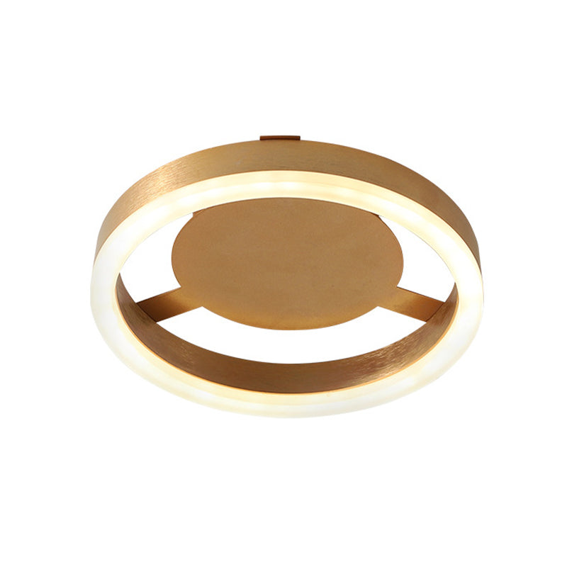 Metal Geometric Shape Flush Mount Light Modern-Style 1 Light Flush Ceiling Light in Gold