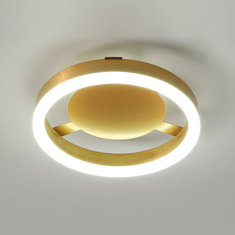 Metal Geometric Shape Flush Mount Light Modern-Style 1 Light Flush Ceiling Light in Gold