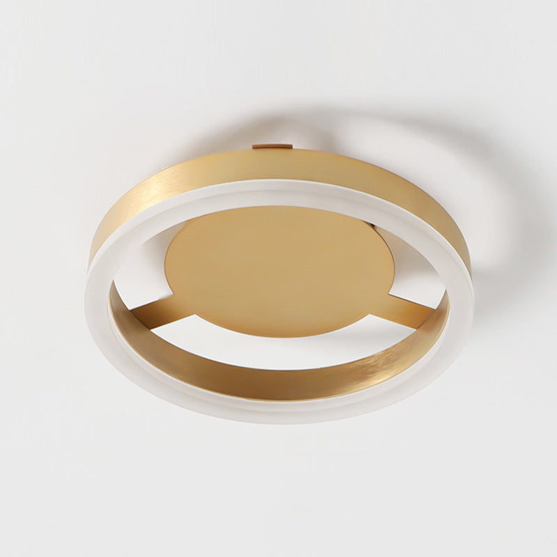 Metal Geometric Shape Flush Mount Light Modern-Style 1 Light Flush Ceiling Light in Gold