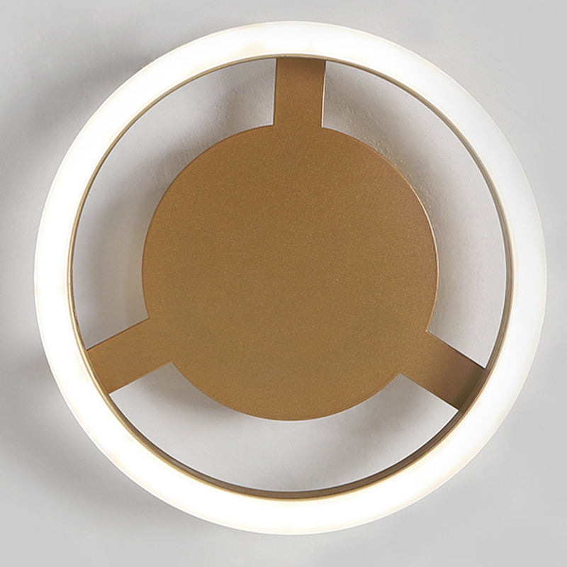 Metal Geometric Shape Flush Mount Light Modern-Style 1 Light Flush Ceiling Light in Gold