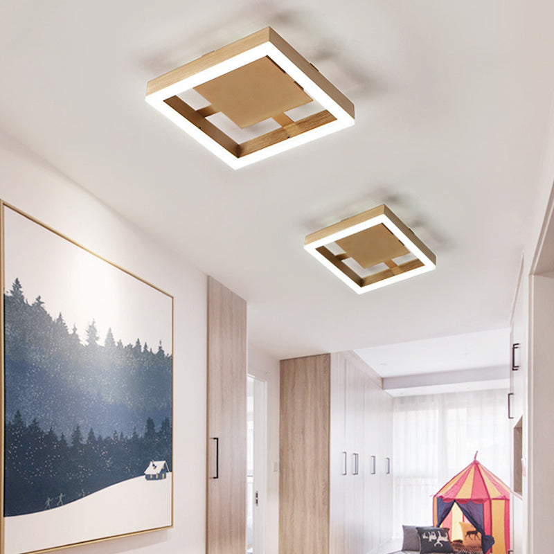 Metal Geometric Shape Flush Mount Light Modern-Style 1 Light Flush Ceiling Light in Gold