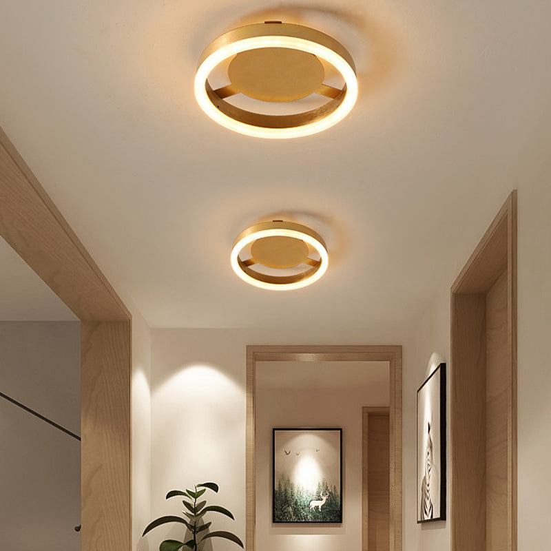 Metal Geometric Shape Flush Mount Light Modern-Style 1 Light Flush Ceiling Light in Gold