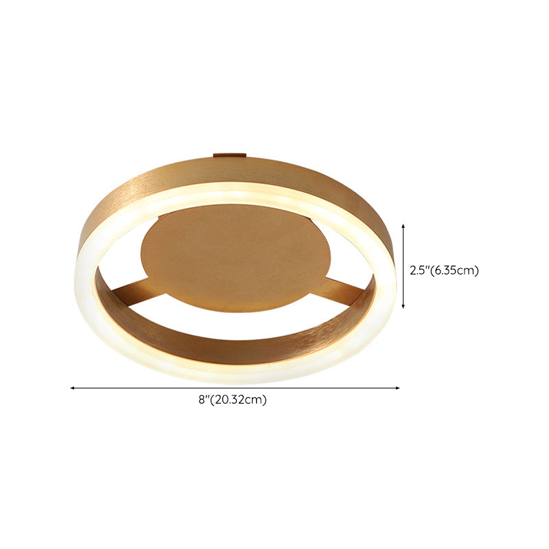 Metal Geometric Shape Flush Mount Light Modern-Style 1 Light Flush Ceiling Light in Gold
