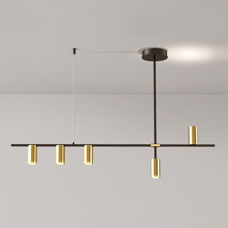 Modern 5 - Light Ceiling Pendant Fixture in Black and Gold Finish Kitchen Island Light