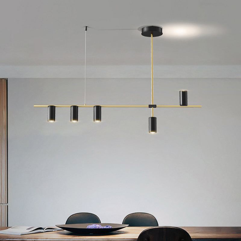Modern 5 - Light Ceiling Pendant Fixture in Black and Gold Finish Kitchen Island Light