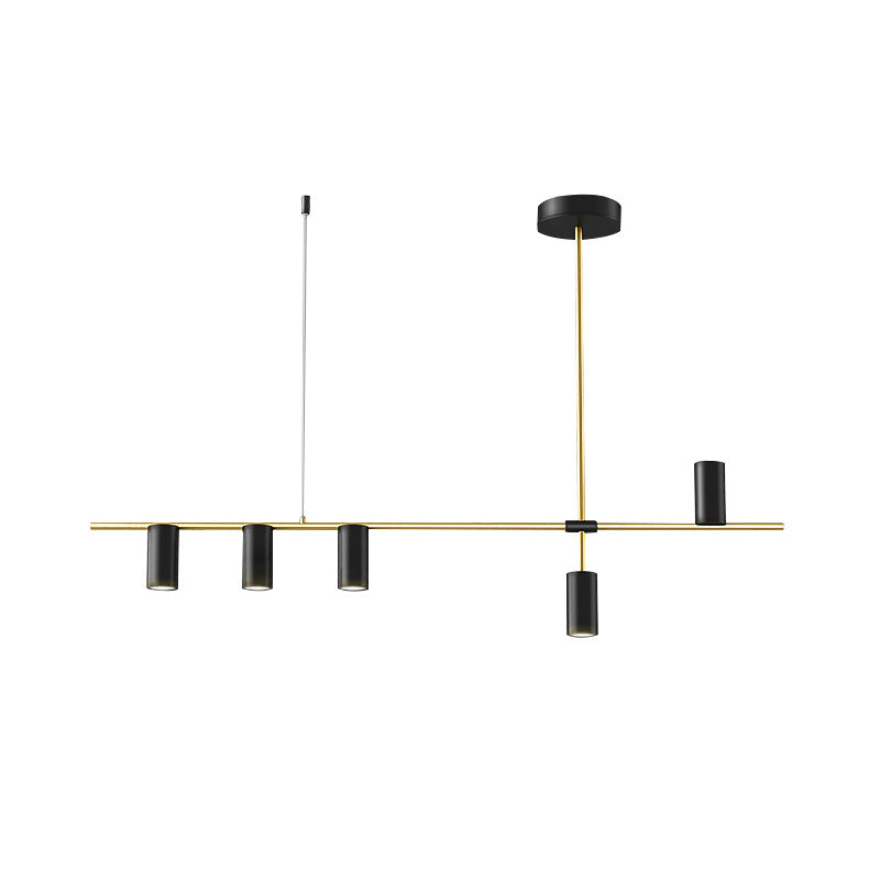 Modern 5 - Light Ceiling Pendant Fixture in Black and Gold Finish Kitchen Island Light