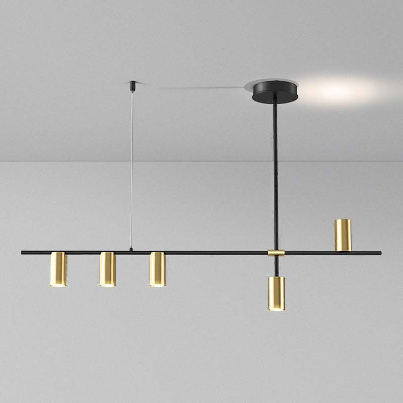 Modern 5 - Light Ceiling Pendant Fixture in Black and Gold Finish Kitchen Island Light