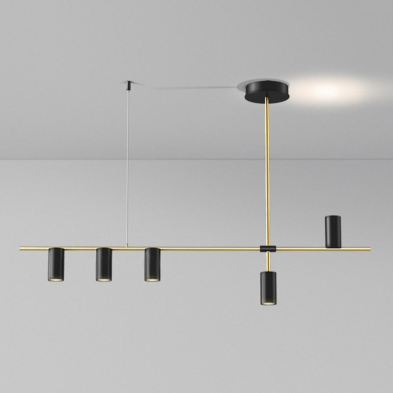 Modern 5 - Light Ceiling Pendant Fixture in Black and Gold Finish Kitchen Island Light