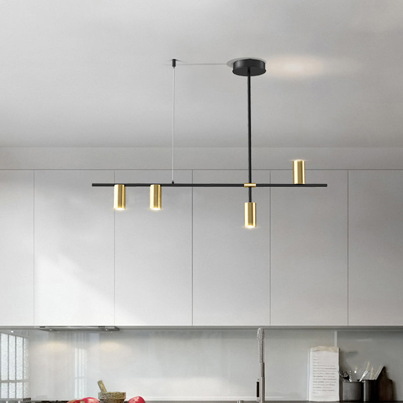 Modern 5 - Light Ceiling Pendant Fixture in Black and Gold Finish Kitchen Island Light