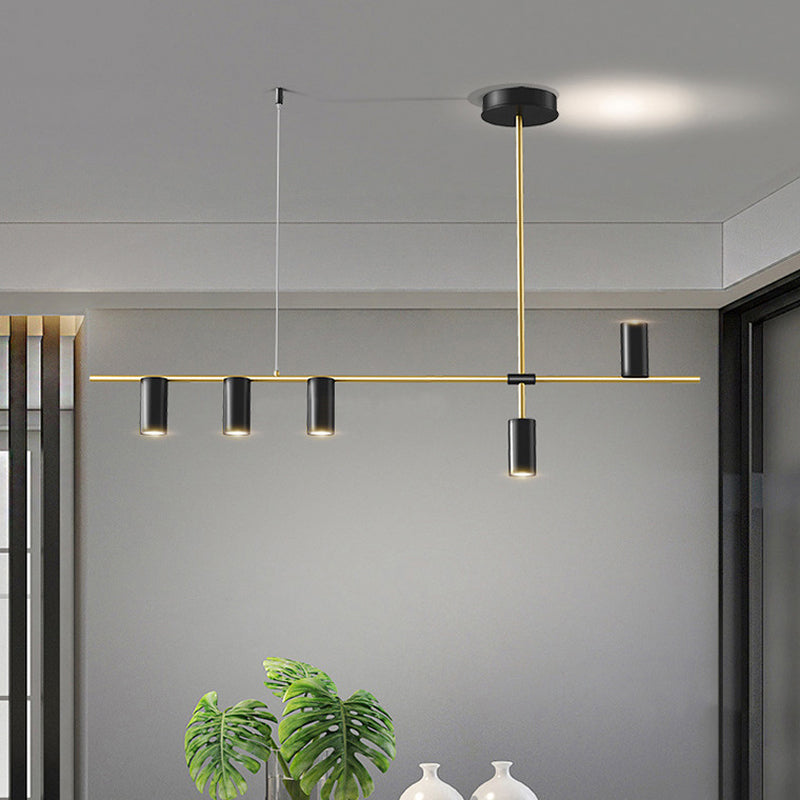 Modern 5 - Light Ceiling Pendant Fixture in Black and Gold Finish Kitchen Island Light