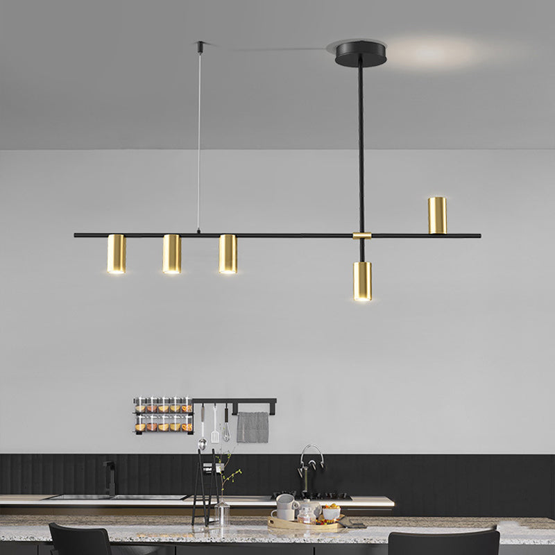 Modern 5 - Light Ceiling Pendant Fixture in Black and Gold Finish Kitchen Island Light