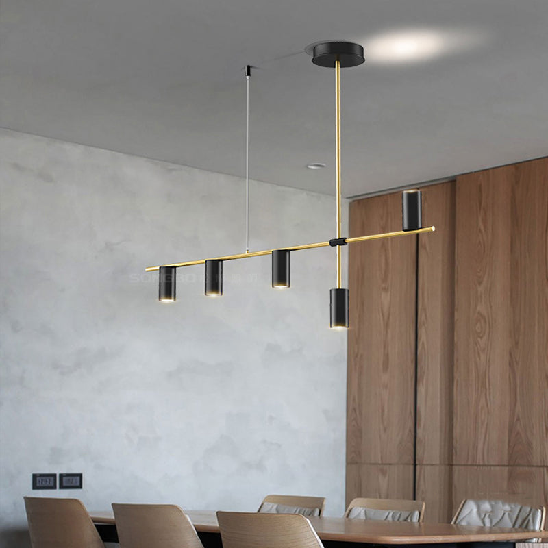 Modern 5 - Light Ceiling Pendant Fixture in Black and Gold Finish Kitchen Island Light