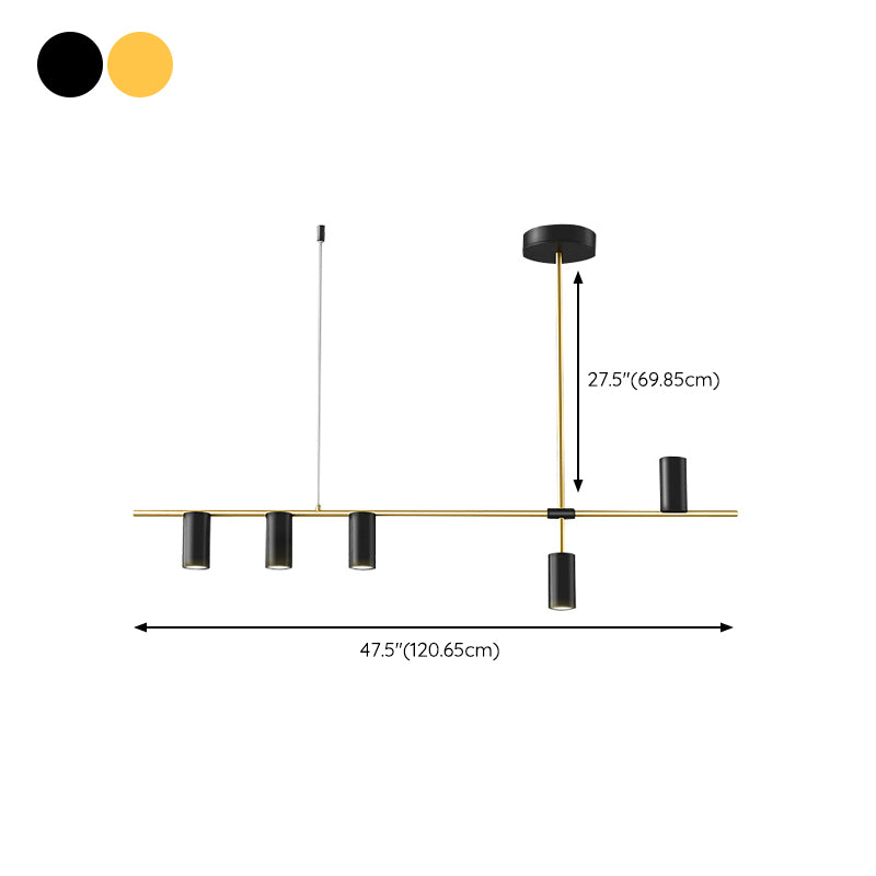 Modern 5 - Light Ceiling Pendant Fixture in Black and Gold Finish Kitchen Island Light